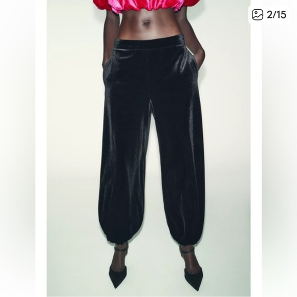 ZARA VELVET BALLOON PANTS SIZE M L - Picture 14 of 16